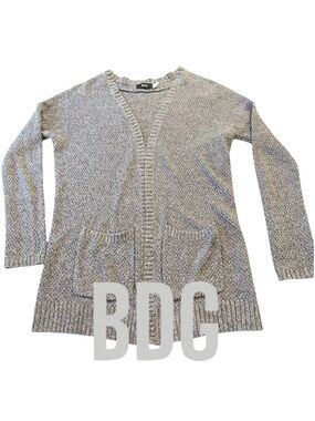 BDG Medium Grey Cotton Blend Open Front Cardigan Sweater (M)